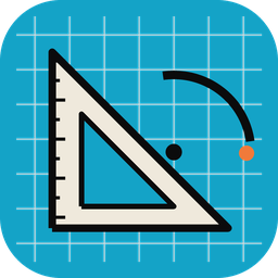 CADCraft icon: a drafting set square and compass arc on a blue grid tile